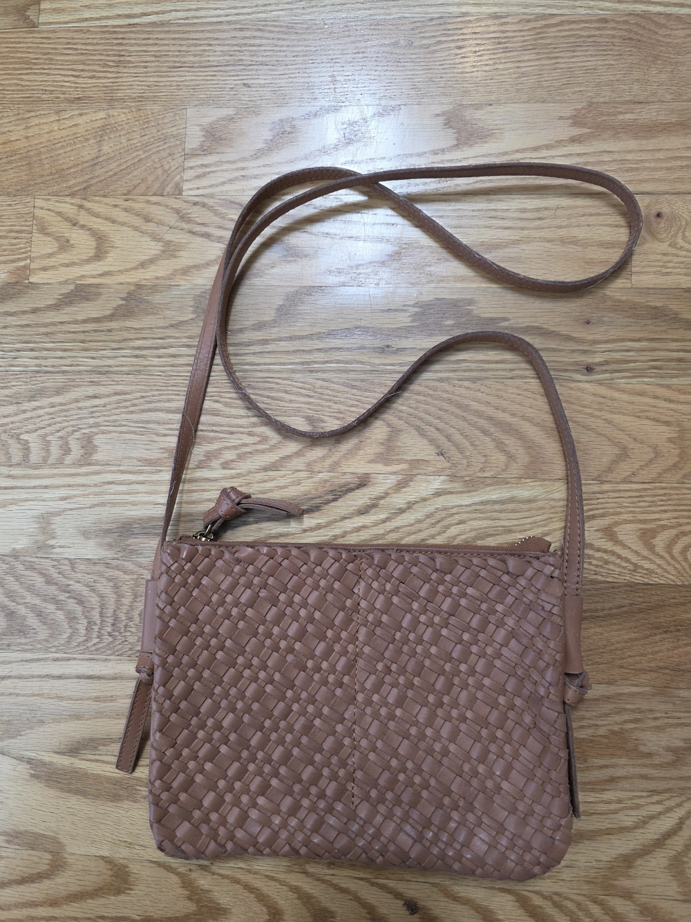 Madewell Woven Leather Crossbody in Brown Tan